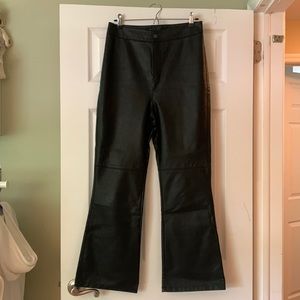 Black Leather Flare Pants
